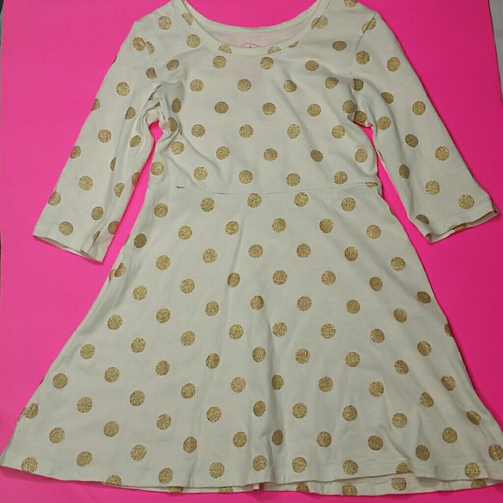 Cream with gold polka-dot dress sz 4/5